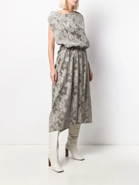 Květinové žakárové oblekové šaty Comme Des Garçons Pre-owned šedé