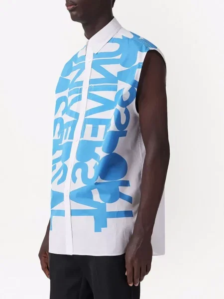 Košile Burberry bez rukávů modrá