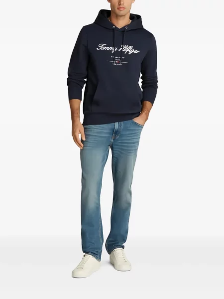 Hanorac cu glugă Tommy Hilfiger cu imagine albastru