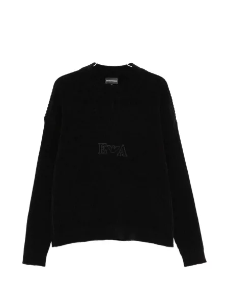 Pulover Emporio Armani cu broderie negru
