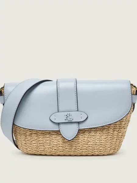LAUREN RALPH LAUREN Geantă pe umăr LYNDEN cu adaos de piele albastru