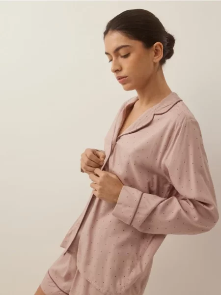 Reserved Pijama din două piese cu buline cafeniu