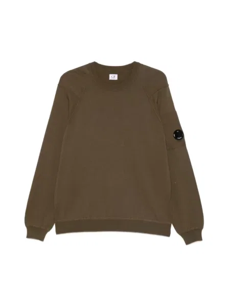 Lniana bluza C.p. Company z okrągłym dekoltem zielona