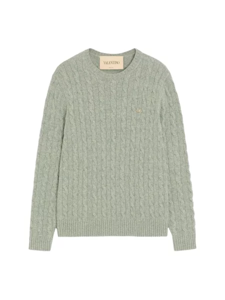 Lniany sweter Valentino zielony