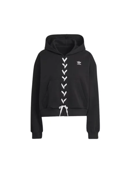 Krótka bluza z kapturem Adidas z kapturem czarna