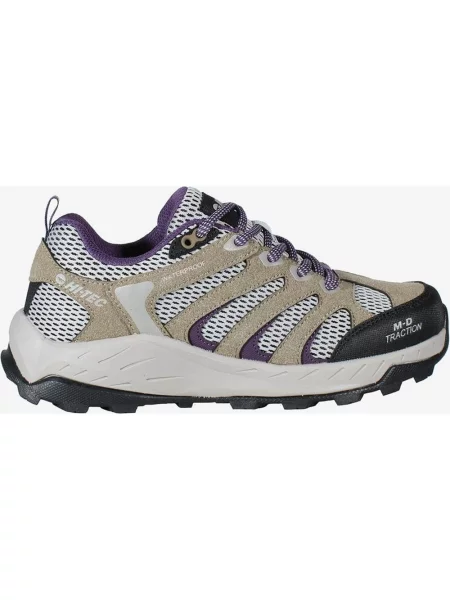 Buty do biegania Hi-Tec Trail Sender Low Waterproof beżowy fioletowy 36 czarny