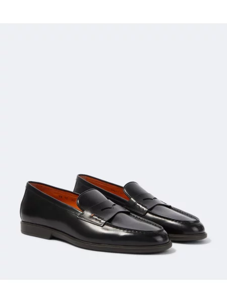 Pantofi loafer Santoni din piele negru