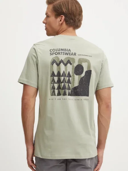 Тениска Columbia Explorers Canyon с принт зелено