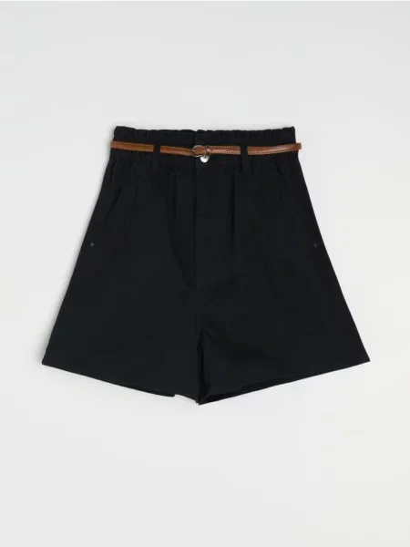 Джинсові шорти paperbag з чорний