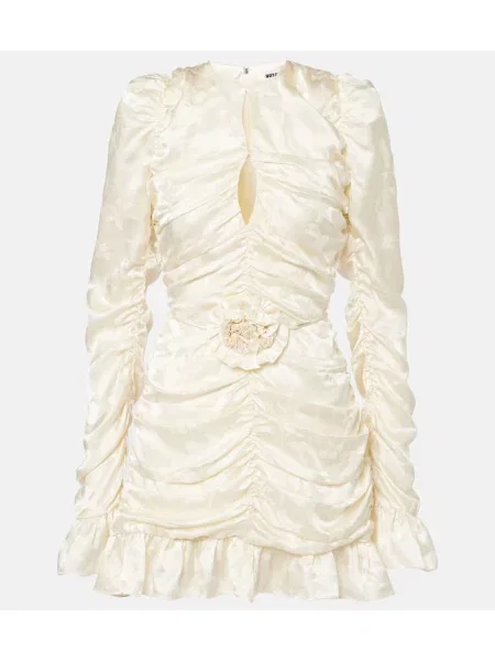 Rochie Rotate din satin alb