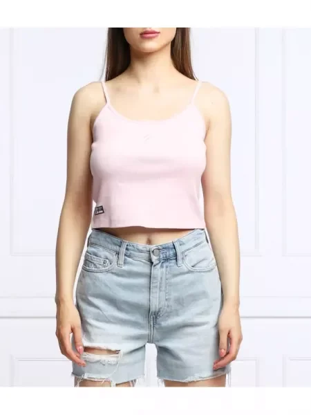 Superdry Top ESSENTIAL | Cropped Fit rózsaszín