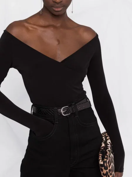 Bluzka Atu Body Couture z dekoltem w serek czarna