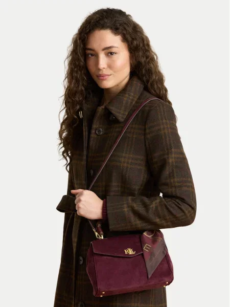 Lauren Ralph Lauren geantă pentru femei din piele întoarsă roșu