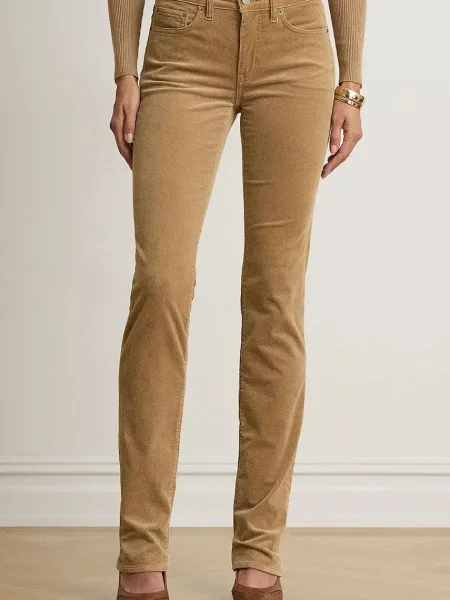 Lauren Ralph Lauren hlače za žene od samta bež