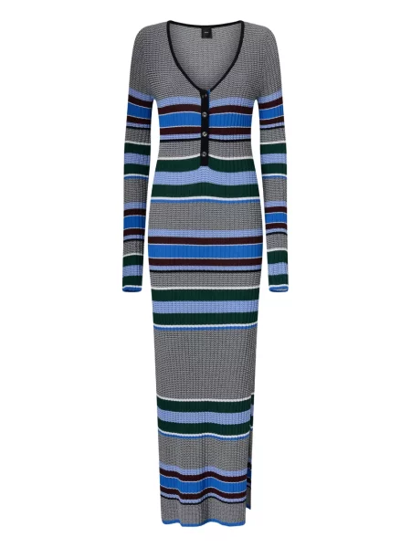 Rochie Pinko cu dungi cu decolteu în V de costum gri