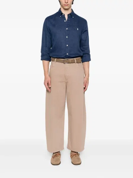 Długa koszula Polo Ralph Lauren w jodełkę jednorzędowa niebieska