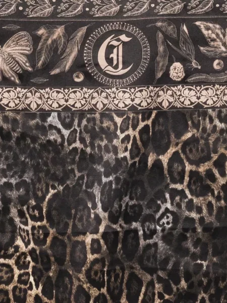 Fular Just Cavalli cu model floral cu imagine negru