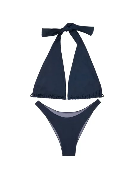 Bikini Elegancia cu gât halter albastru