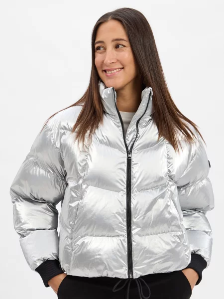 HUGO BLUE kurtka pikowana Kobiety srebrny jednolity S niebieska