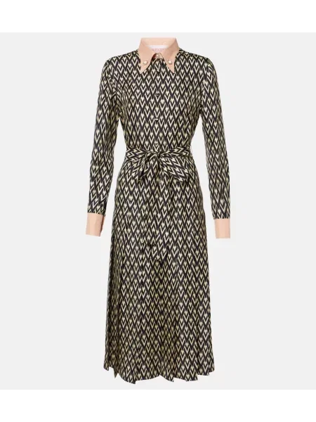 Jedwabna sukienka koszulowa Valentino garniturowa czarna