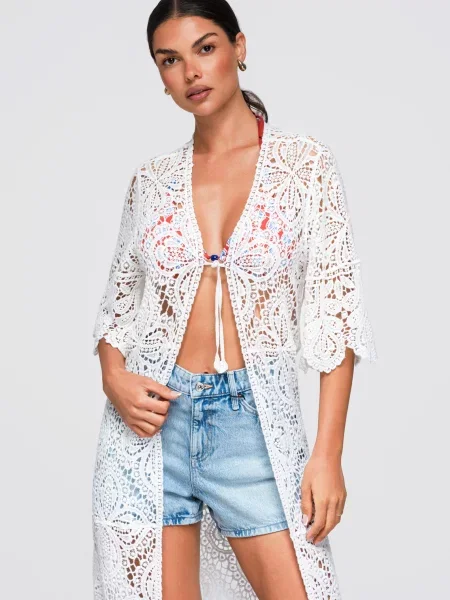 Lung cardigan Ombre alb
