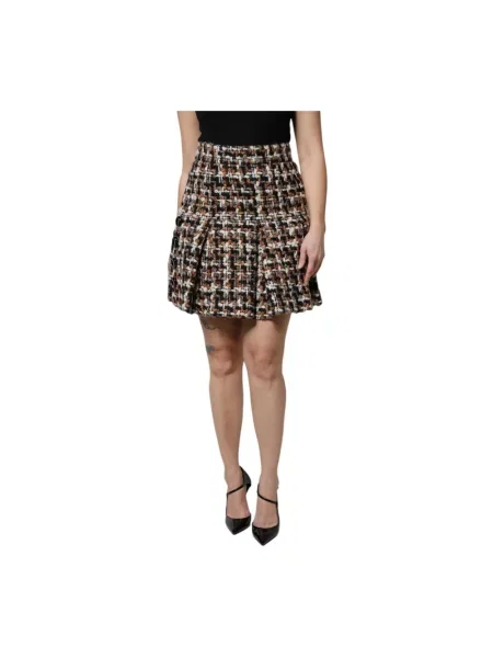 Spódnica mini Dolce And Gabbana w kratę tweedowa