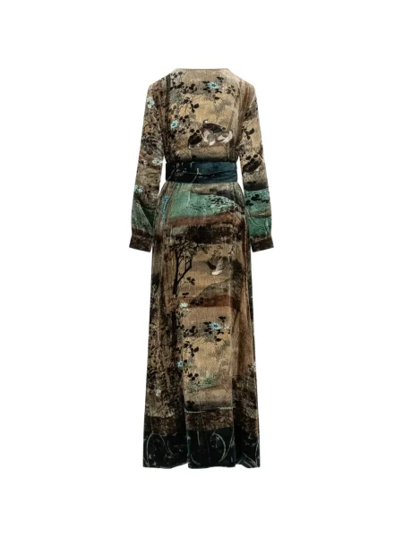 Rochie maxi Pierre-louis Mascia de catifea cu imagine maro