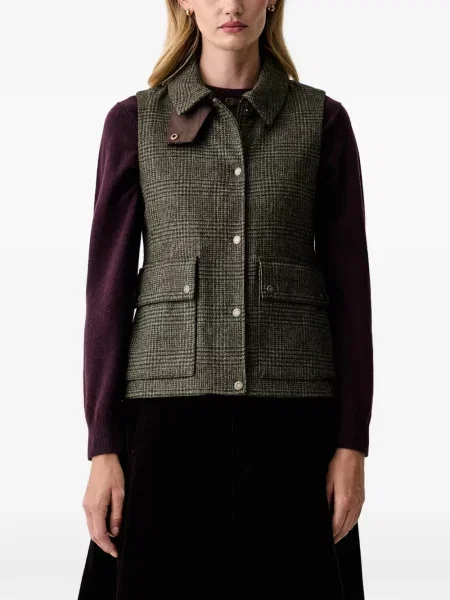 Geacă Barbour fără mâneci în carouri verde