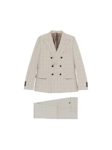 Garnitur w kratę Reveres 1949 w kratę dwurzędowy beżowy