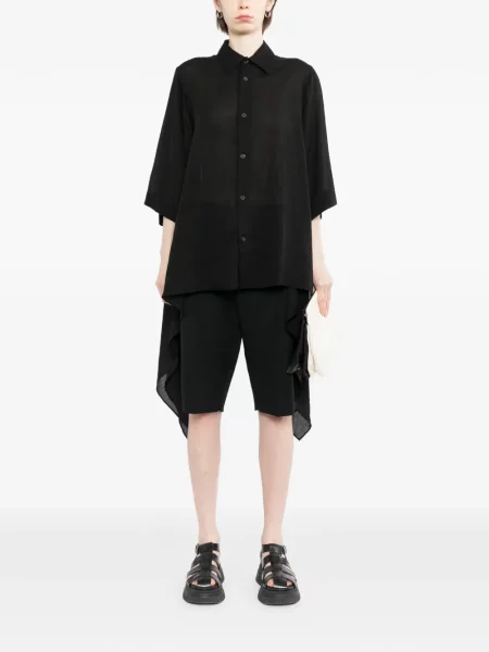 Ασύμμετρο πουκάμισο Yohji Yamamoto ντραπέ μαύρο
