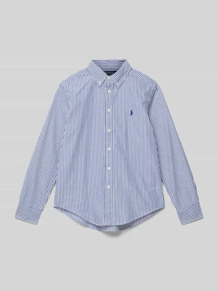 Koszula Polo Ralph Lauren w paski popelinowa niebieska