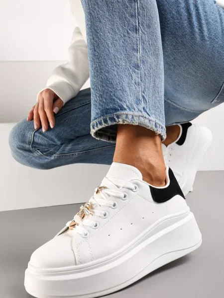 Sneakers Alb-Negru Talpă Groasă Celessi alb