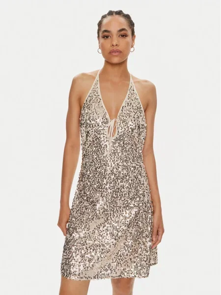 ROTATE Sukienka koktajlowa Magnolia Złoty