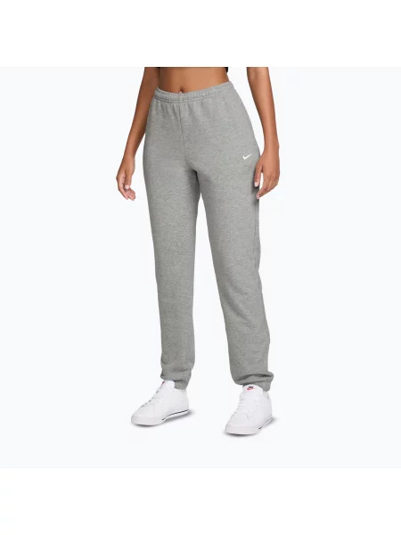 Pantaloni pentru femei Nike Studio Fleece dark grey heather/Sail gri