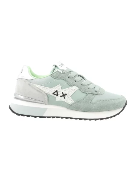 Sneakersy Sun68 skórzane z logo zielone