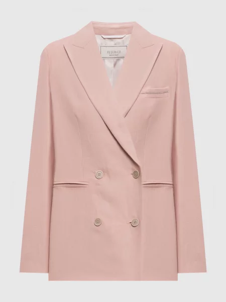 Двобортний жакет з льону з ланцюжком Peserico рожевий