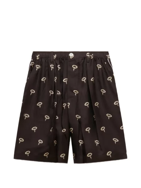 Pantaloni scurți Marni de mătase cu model floral cu imagine maro