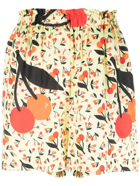 Pantaloni scurți Sonia Rykiel cu imagine din țesătură twill galben