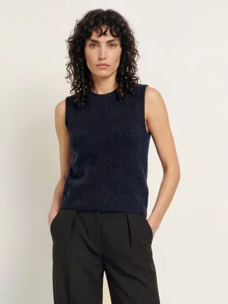 Allsaints Pletená Vesta Ada Z Kašmíru tmavě modrá
