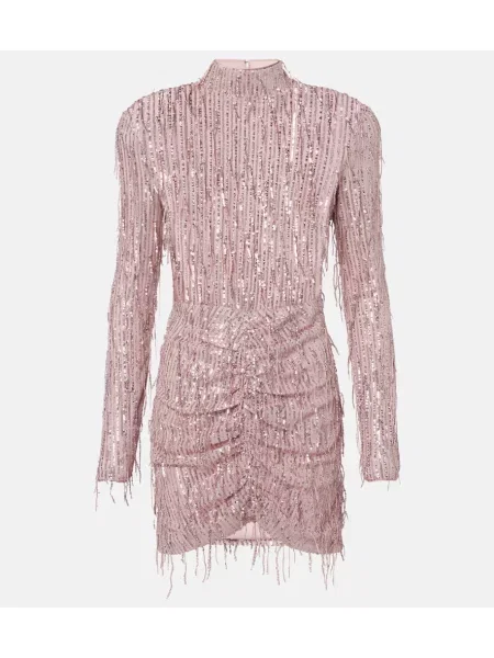 Rochie de cocktail Rotate cu franjuri de costum roz