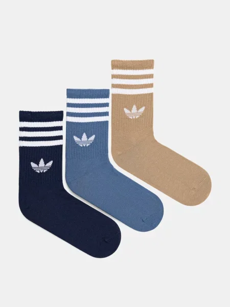 Set de 3 perechi de șosete medii unisex adidas Colorat alb
