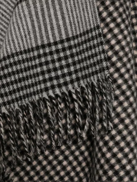 Ponczo Woolrich z frędzli w kratę szare