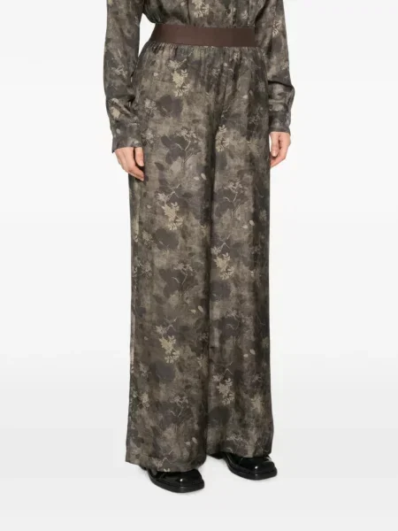 Pantaloni Uma Wang cu model floral cu imagine maro