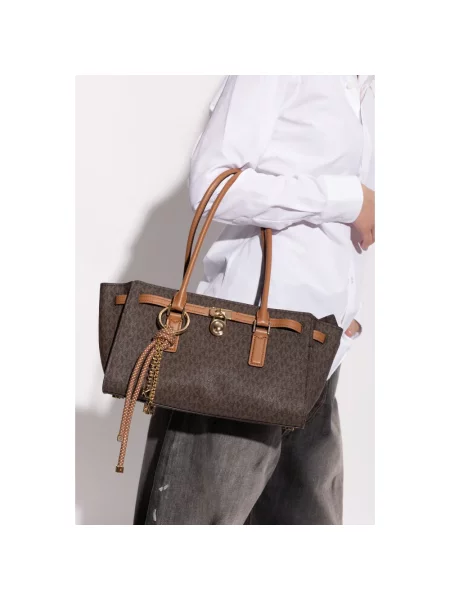 Torebka Michael Michael Kors z logo skórzana brązowa