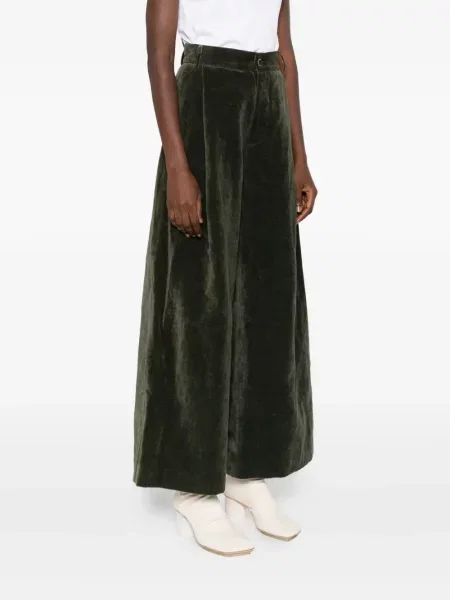 Pantaloni Uma Wang de catifea plisate verde