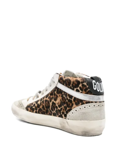 Sneakerși Golden Goose Mid Star cu imagine cu model leopard gri