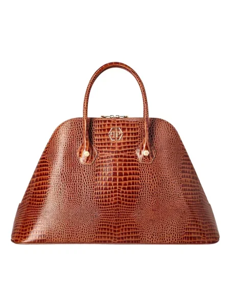 Torebka Philipp Plein skórzana brązowa