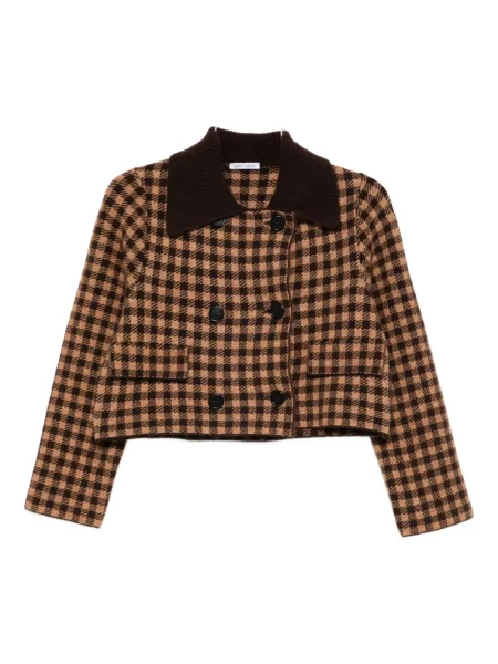 Kurtka Lebor Gabala w kratkę dwurzędowa brązowa