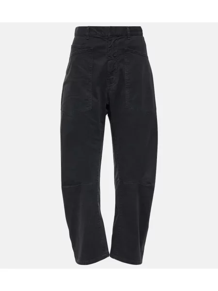Pantaloni Nili Lotan din țesătură twill negru