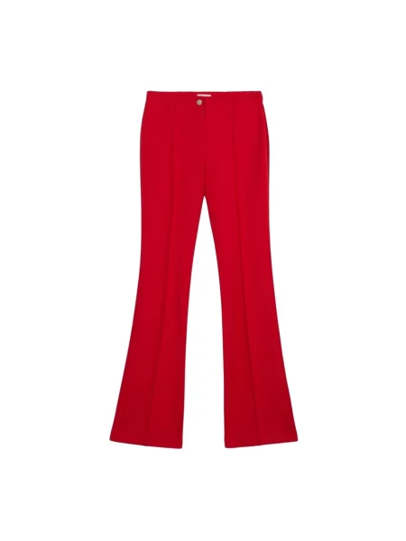 Dzianinowe spodnie Oltre dzwony czerwone